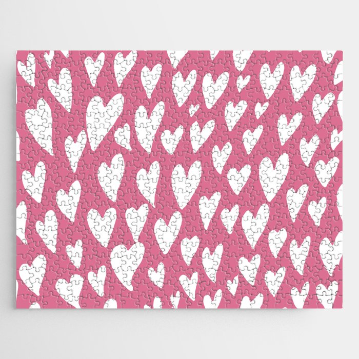 Valentines day hearts explosion - pink Jigsaw Puzzle