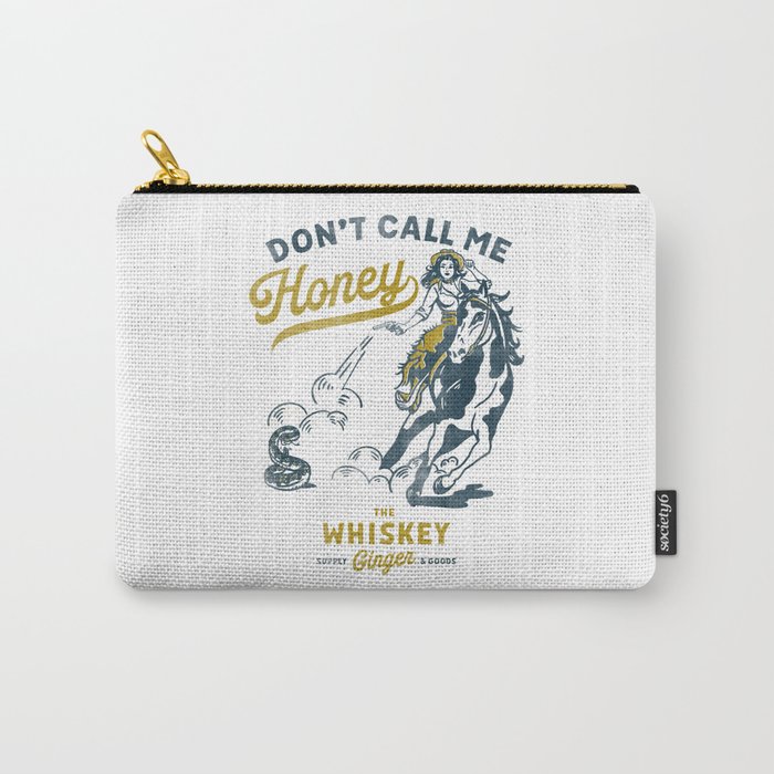 "Don't Call Me Honey" Retro Pinup Cowgirl On Horseback Shooting A Snake Carry-All Pouch