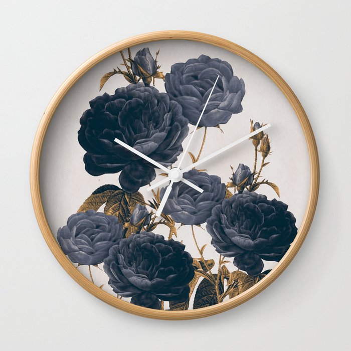 blue flowers Wall Clock