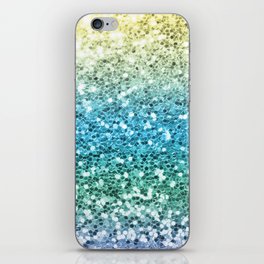 Ombre Mermaid Sparkling Glitter Colorful Blue Gold Pretty Girly iPhone Skin