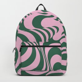 Abstract Groovy Retro Liquid Swirl Pink Green Pattern Backpack