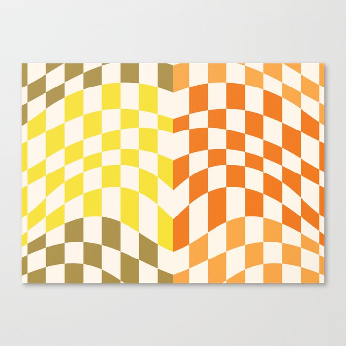 Yellow and orange warp checked Canvas Print