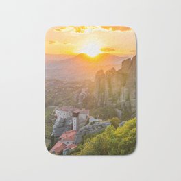 Meteora, Greece. Bath Mat | Mountain, Nature, Greek, Travel, Destinations, Monastery, Landmark, Greece, Topview, Backgroundpicture 