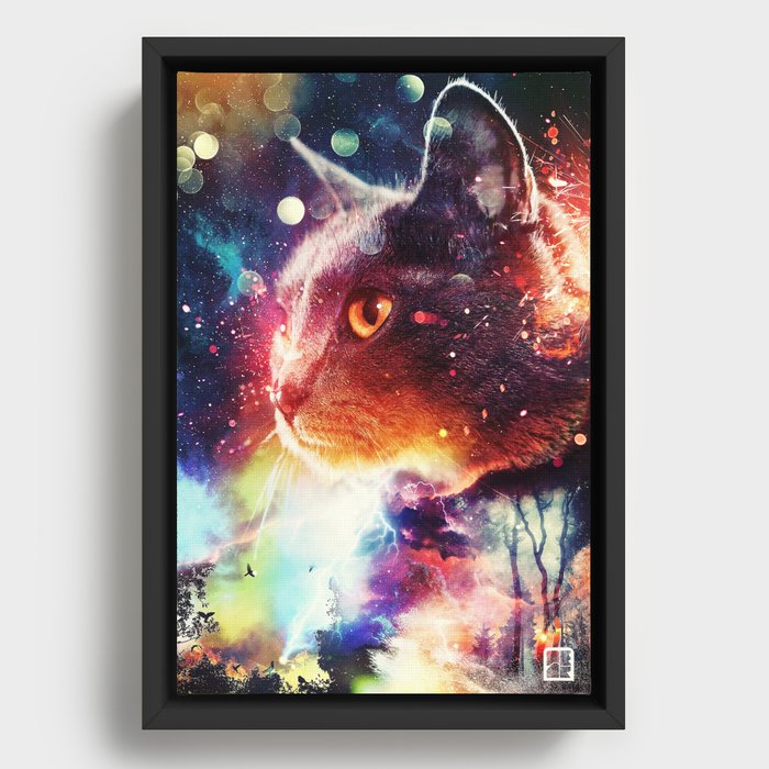 Cosmic Cat Framed Canvas
