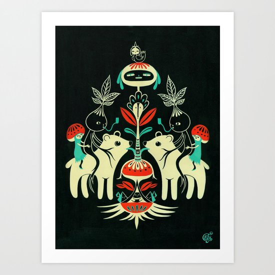 Mandragora and bear / Mandragora y oso Art Print