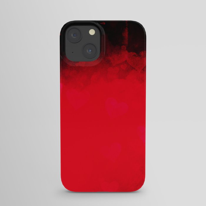Bright red with many falling hearts iPhone Case
