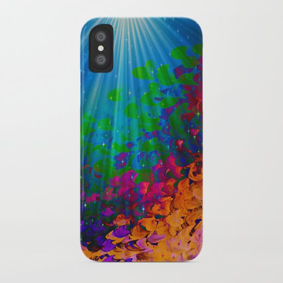 UNDER THE SEA Bold Colorful Abstract Acrylic Painting Mermaid Ocean Waves Splash Water Rainbow Ombre iPhone Case