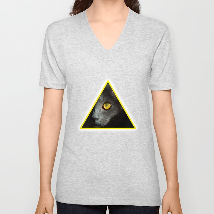 Illuminati Universe Cat  V Neck T Shirt