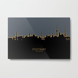 Stuttgart Germany Skyline Metal Print | Skyline, Cityscape, 9380, Orange, Stuttgart, Deutschland, Painting, Tompsett, Glow, Michaeltompsett 