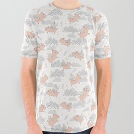 When Pigs Fly on White All Over Graphic Tee