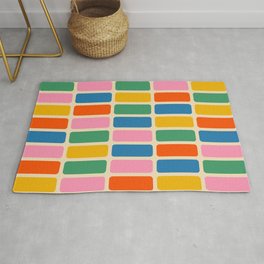 Color Grid Colorful Retro Modern Geometric Pattern in Rainbow Pop Colors Area & Throw Rug