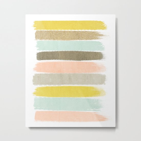 Madison - Brushstroke art print in modern colors bright and happy gifts for trendy girls Metal Print
