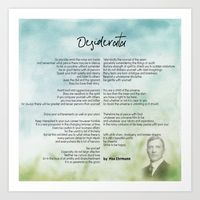 Desiderata through Max Ehrmann v10 Artwork Print via asarstudios photo about Desiderata Printable titled Desiderata by way of Max Ehrmann v10 Artwork Print as a result of asarstudios