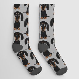 Black and Tan Dachshund | Cute Cartoon Wiener Dog Socks