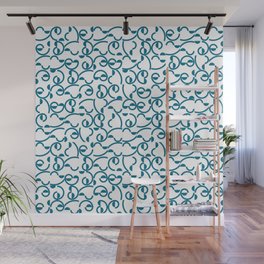 Lots of blue curves tiles Wall Mural