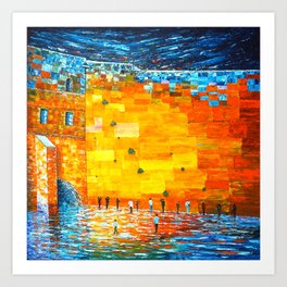Jerusalem Wailing Wall Original Acrylic Palette Knife Painting Art
