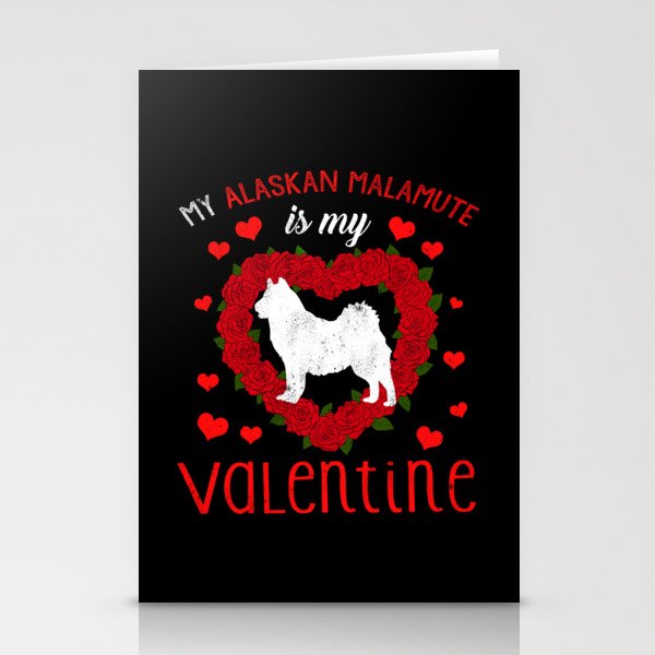 Dog Animal Hearts Day Malamute My Valentines Day Stationery Cards