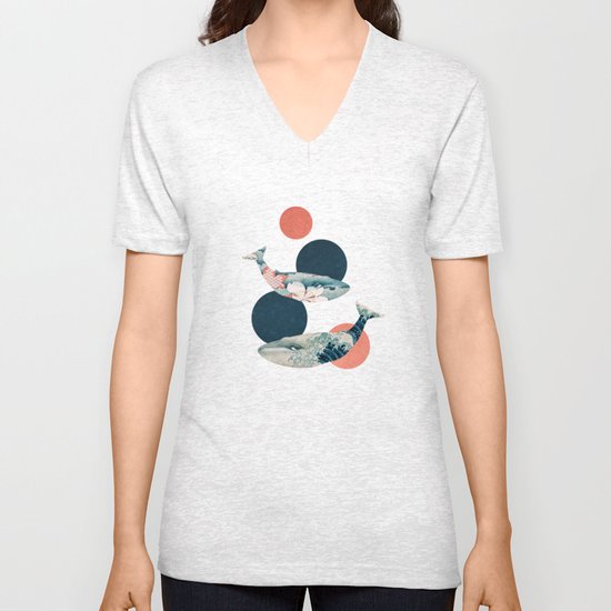 Whales and Polka Dots Unisex V-Neck