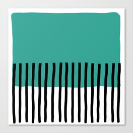 abstract teal picket fence design Canvas Print