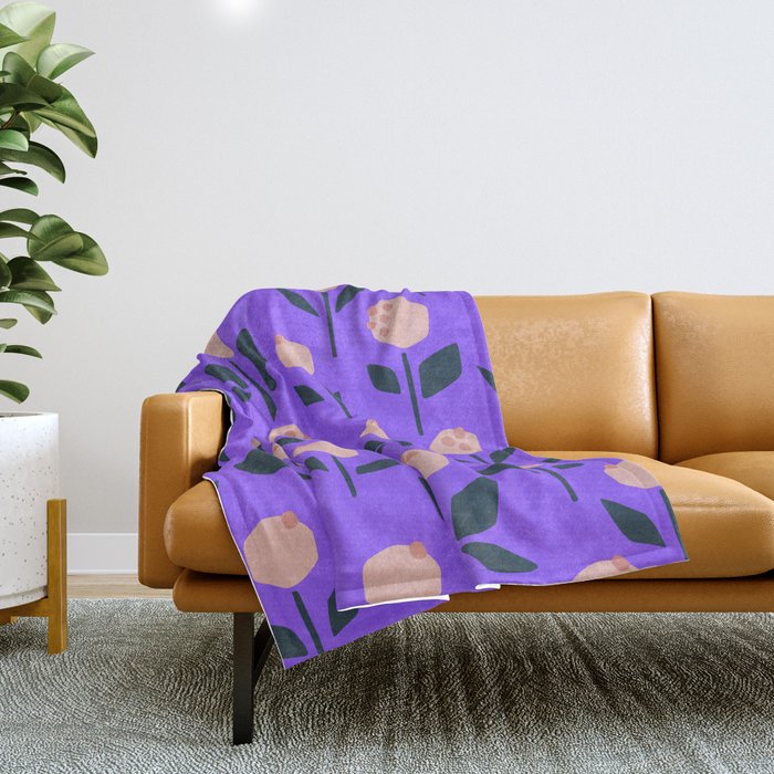 Flower in Purple Throw Blanket