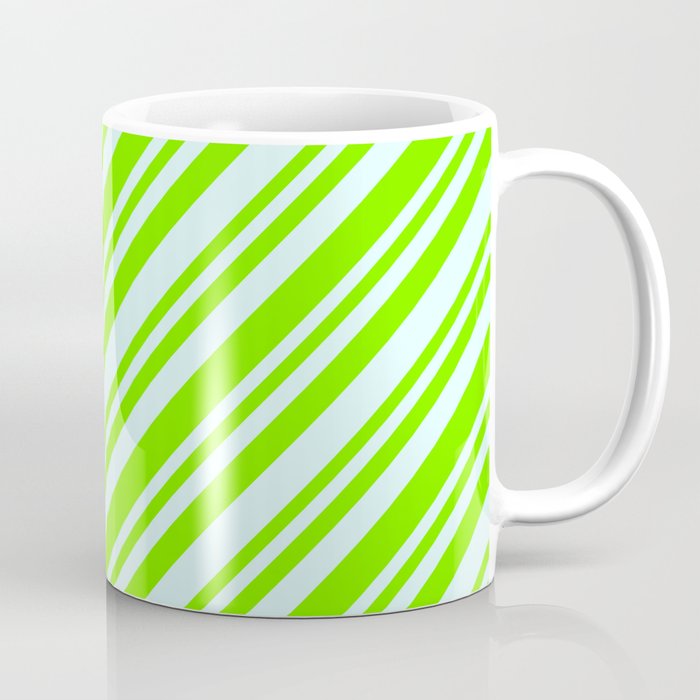Light Cyan and Green Colored Lined/Striped Pattern Coffee Mug