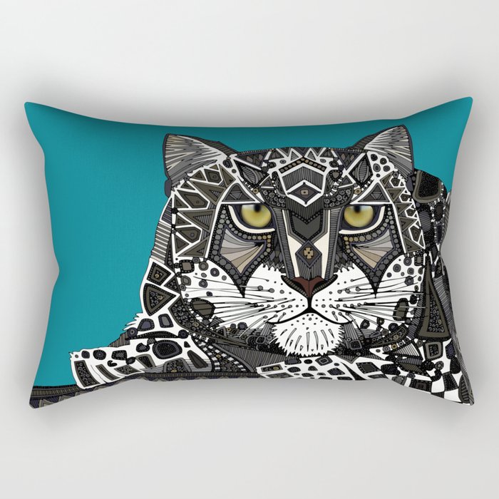 snow leopard teal Rectangular Pillow