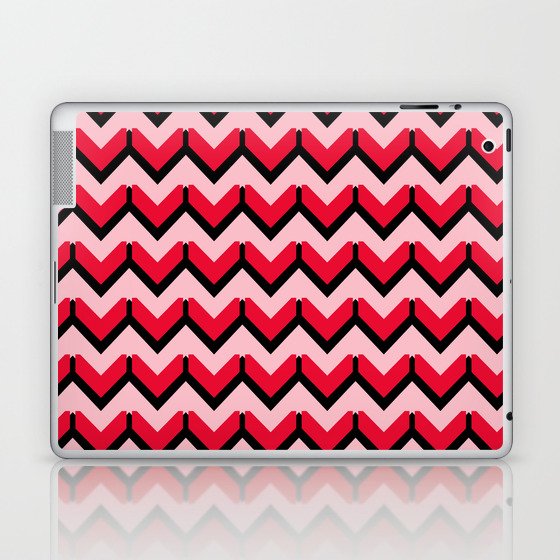Coral Pink Chevron Geometric Abstract Pattern Laptop & iPad Skin