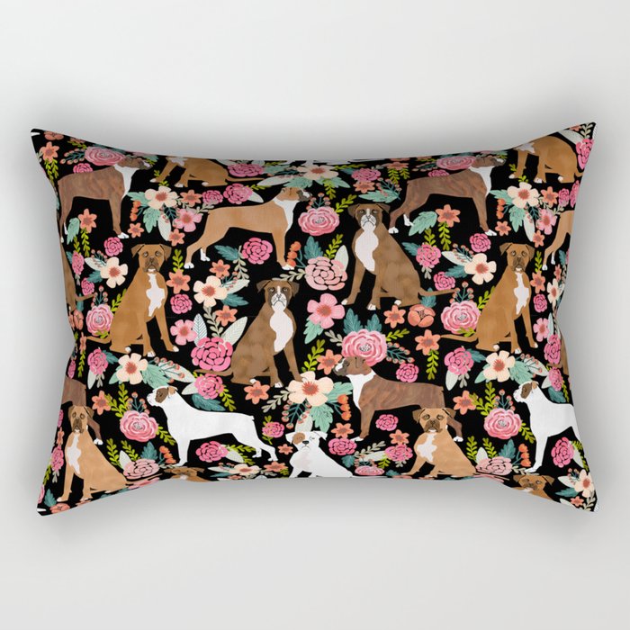 Boxer floral dog breed gifts for boxer lovers pet florals boxers must haves Rectangular Pillow