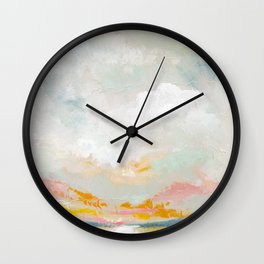 Abstract Beach Scene Blue and Pink  Wall Clock