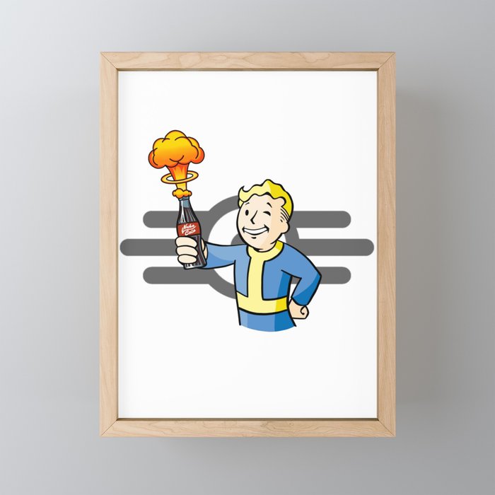 Fallout Vault Boy Nuka Cola Framed Mini Art Print By Sabinks