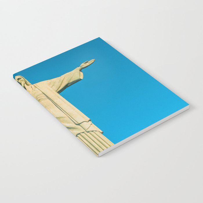 Brazil Photography - Statue Of Christ The Redeemer Under The Blue Sky Notebook