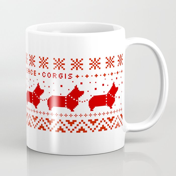 Love, Joy, Peace, Corgis | Humorous Dogs Christmas Pattern Coffee Mug