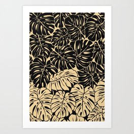 Black and gold palm Art Print