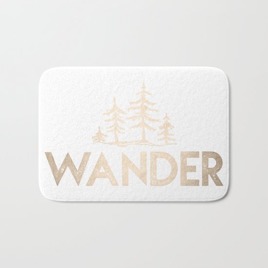 Wander Quote White Gold Bath Mat