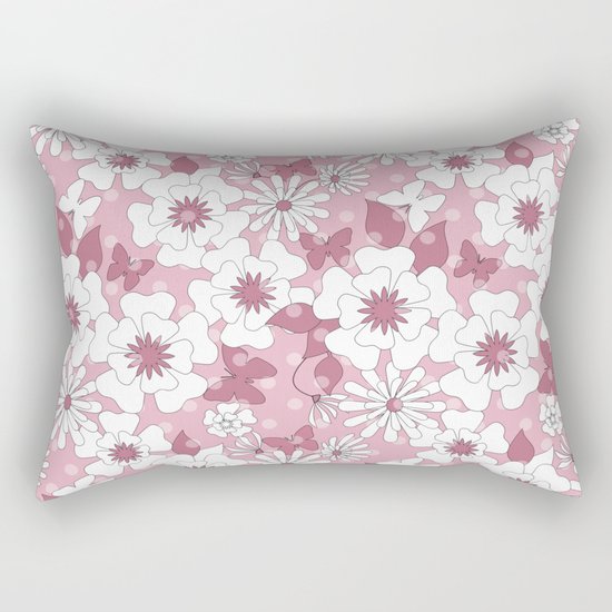 Delicate pink floral pattern. Rectangular Pillow
