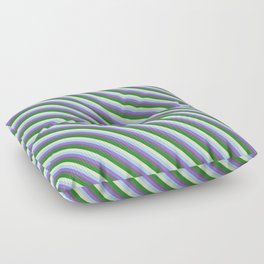 [ Thumbnail: Colorful Light Blue, Purple, Dim Grey, Forest Green, and Light Yellow Colored Lined Pattern Floor Pillow ]