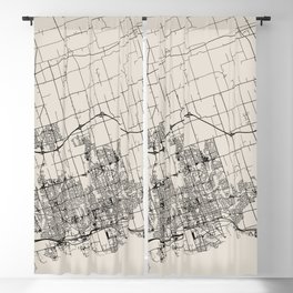 Black and White Canada, Oshawa Map - Minimalist Blackout Curtain