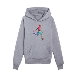 Girl Soccer Player Watercolor Sports Art Kids Pullover Hoodies