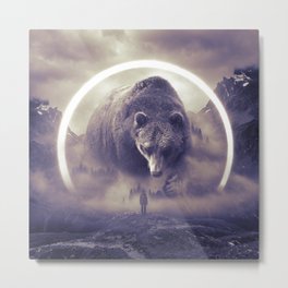 aegis II | bear Metal Print | Bear, Explore, Curated, Mountains, Wander, Landscape, Digital, Photo, Grizzlybear, Fog 