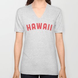 Hawaii - Red V Neck T Shirt