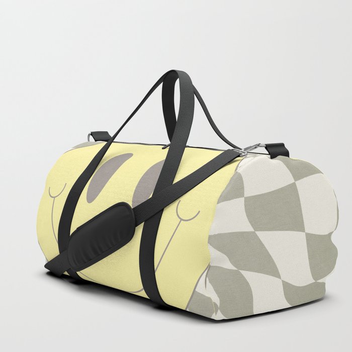 Olive warp checked smiley Duffle Bag