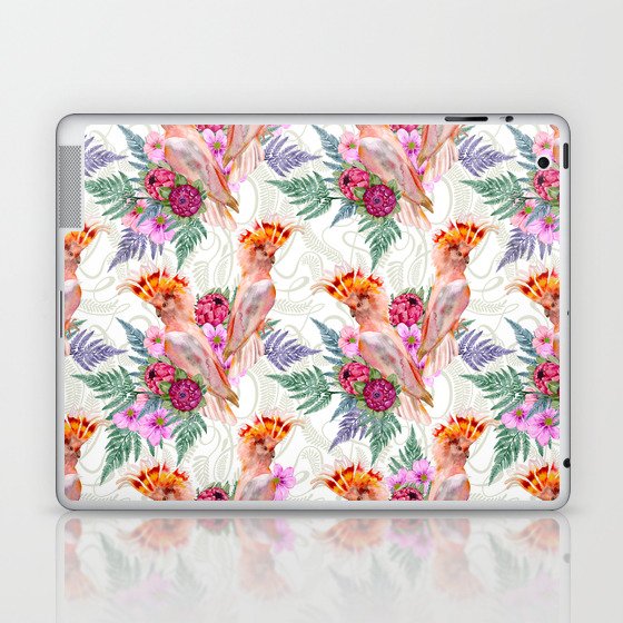  Major Mitchell Pink Cockatoo Protea Pattern - Spring Palette Laptop & iPad Skin