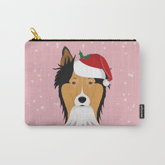 Christmas Collie Face Carry-All Pouch