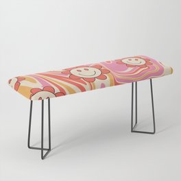 Vintage Psychedelic Swirl Daisy Smiley Bench