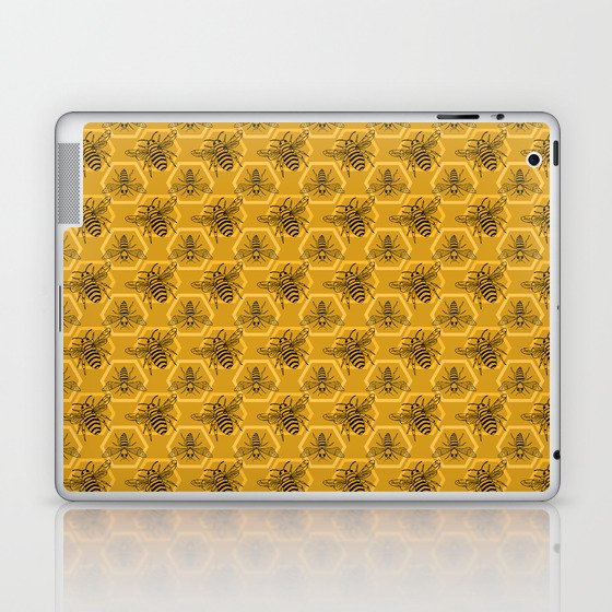 Honey Bees on a Hive of Hexagons Laptop & iPad Skin