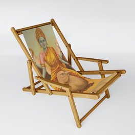 Sarasvati Godness On a Brown Spiritual Bird Sling Chair