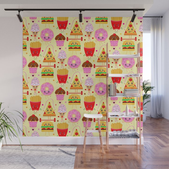 Fit Fast Food Wall Mural by tigatigaartworks | Society6