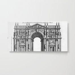 Arc de Triomphe Metal Print | Architecture, Vintage, Illustration, Black and White 