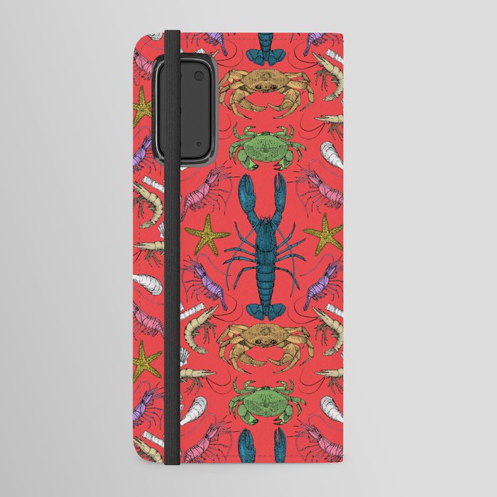Cornwall crustaceans damask pop red Android Wallet Case