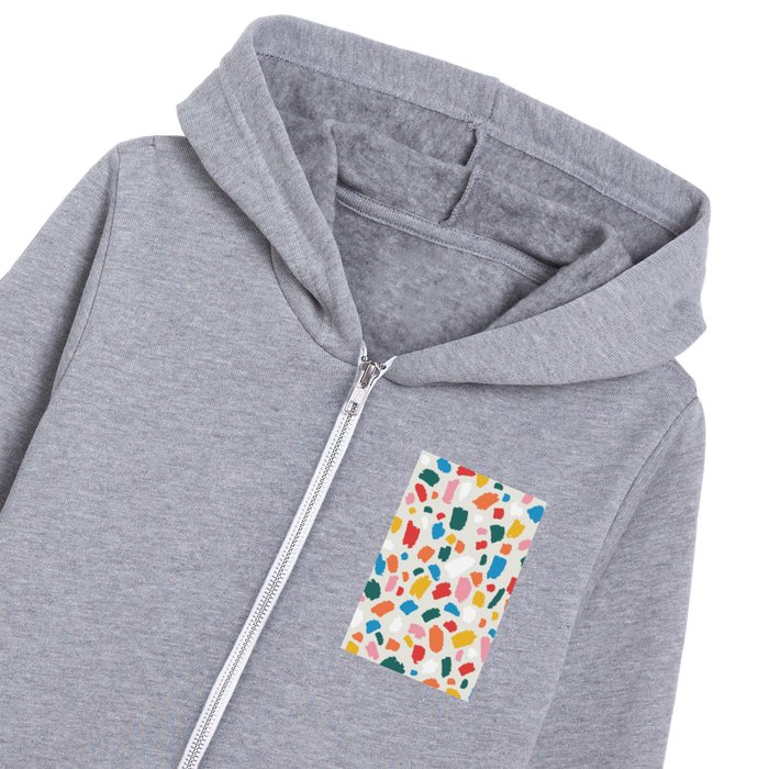 Colorful Abstract Shapes - Brush Strokes Modern Minimalist Fun Playful decor Orange Yellow Blue Pink Green White Red Kids Zip Hoodie